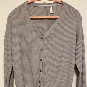 Mudd Grey Knit Button Top Small